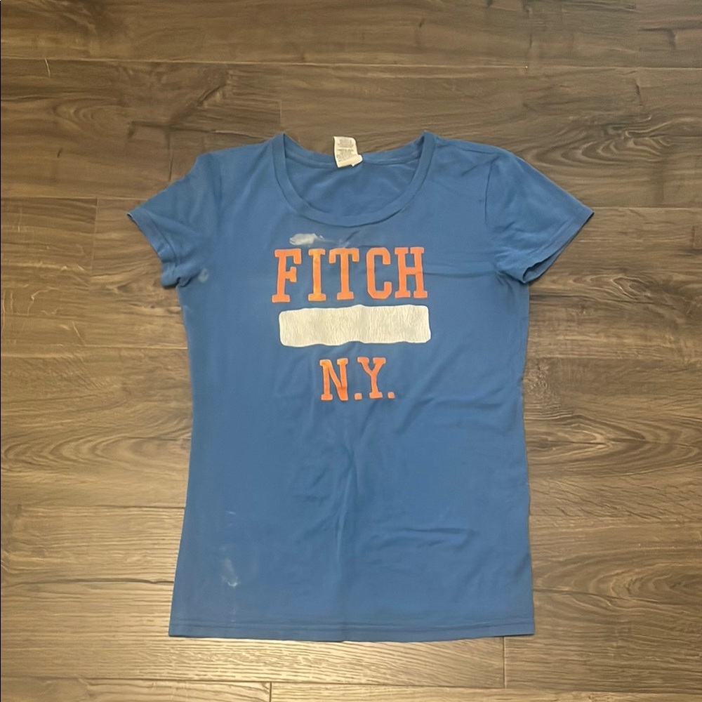 Vintage Abercrombie & Fitch Blue Graphic T-Shirt, Size Small, Flaw, See Photos